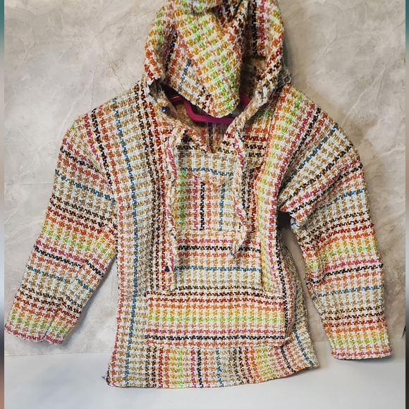 Kids pullover wool hooded poncho sweater - Picture 1 of 4